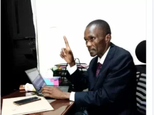 Human rights defender David Khaemba in his office in Kakamega